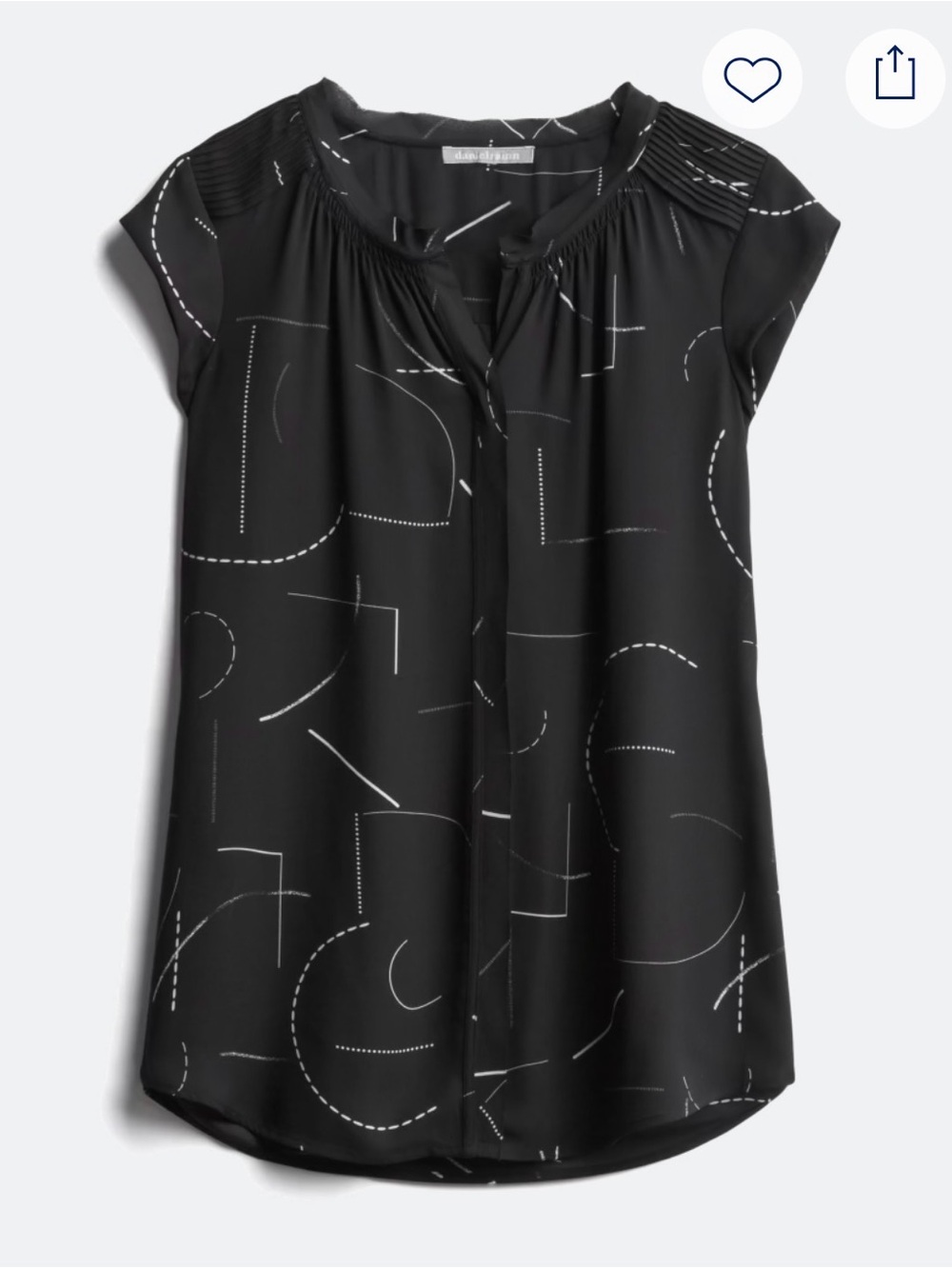 Daniel Rainn Maternity Bernal Split Neck Black Geometric-Print Cap-Sleeve Blouse